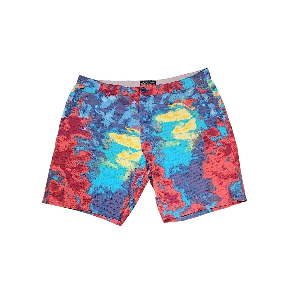 American Rag Shorts 40 x9 Mens 20" Watercolor Tie Dye Seersucker Textured Preppy